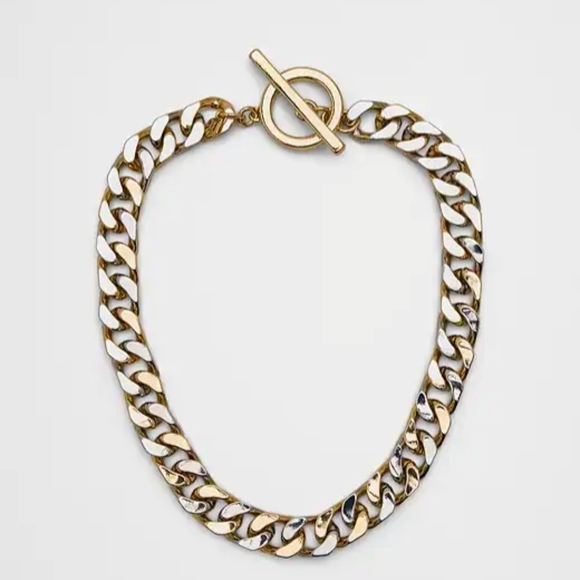 Banana Republic Jewelry - Banana Republic Mixed Metal Curb Chain Toggle Necklace